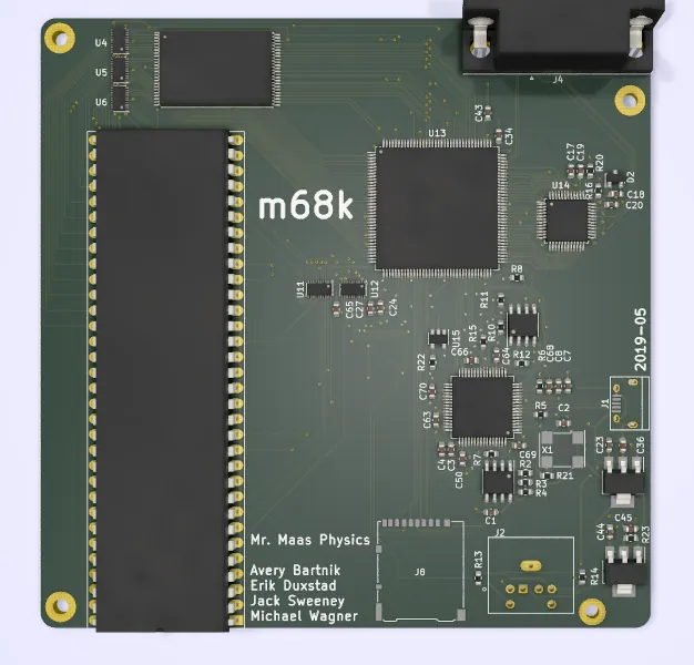 Rendered image of Motorola 68000 single board cpu